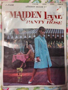 Vintage NOS Maiden Lane Panty Hose Medium Cinnamon Color Mod Retro Vibes